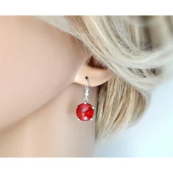 Ohrhänger mit Koralle Silber 925 Silberschmuck kl263