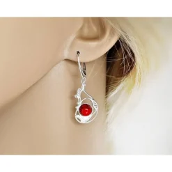 Ohrhänger Silber 925 Koralle rot sm155