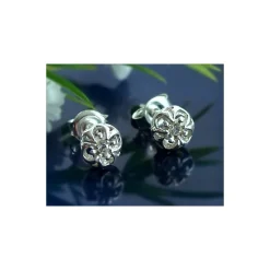Ohrringe Blume Silber Ohrstecker Blume mit Stein Sterlingsilber 925 SB38