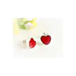 Ohrstecker Herz m. Koralle Silber 925 Silberschmuck kl194
