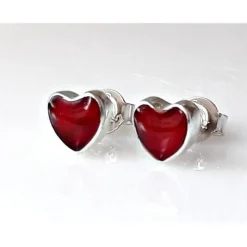 Ohrstecker mit Koralle Herz Silber 925 Silberschmuck kl274