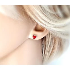 Ohrstecker mit Koralle Herz Silber 925 Silberschmuck kl274