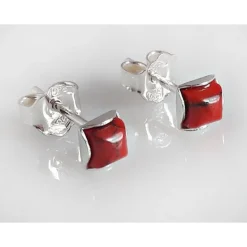 Ohrstecker mit Koralle Silber 925 Silberschmuck kl257