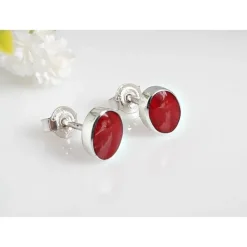 Ohrstecker mit Koralle Silber 925 Silberschmuck kl276