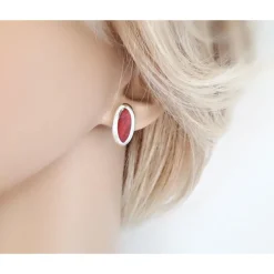 Ohrstecker mit Koralle Silber 925 Silberschmuck kl271