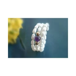 Perlen - Perlspiralring mit Amethyst (PER29)