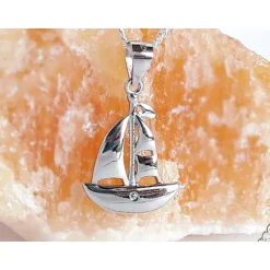 Segelboot Anhänger Zirkonia weiß Silber 925 Silber 925 su355