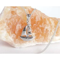 Segelboot Anhänger Zirkonia weiß Silber 925 Silber 925 su355