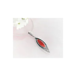 Silberschmuck - Collier m. Koralle (KL217)