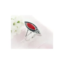 Silberschmuck - Damenring m. Koralle Silber 925 (KL209)