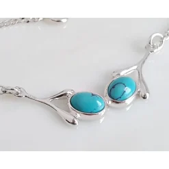 Türkis Halskette 41 cm Silber 925 Türkis Collier GY71-41