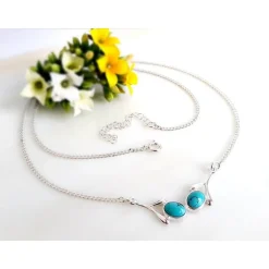 Türkis Halskette 41 cm Silber 925 Türkis Collier GY71-41